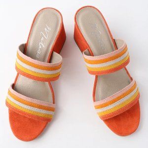 NWOB MATISSE Bonita Fire Orange Suede Leather Mules Made in Brazil Size 6.5M